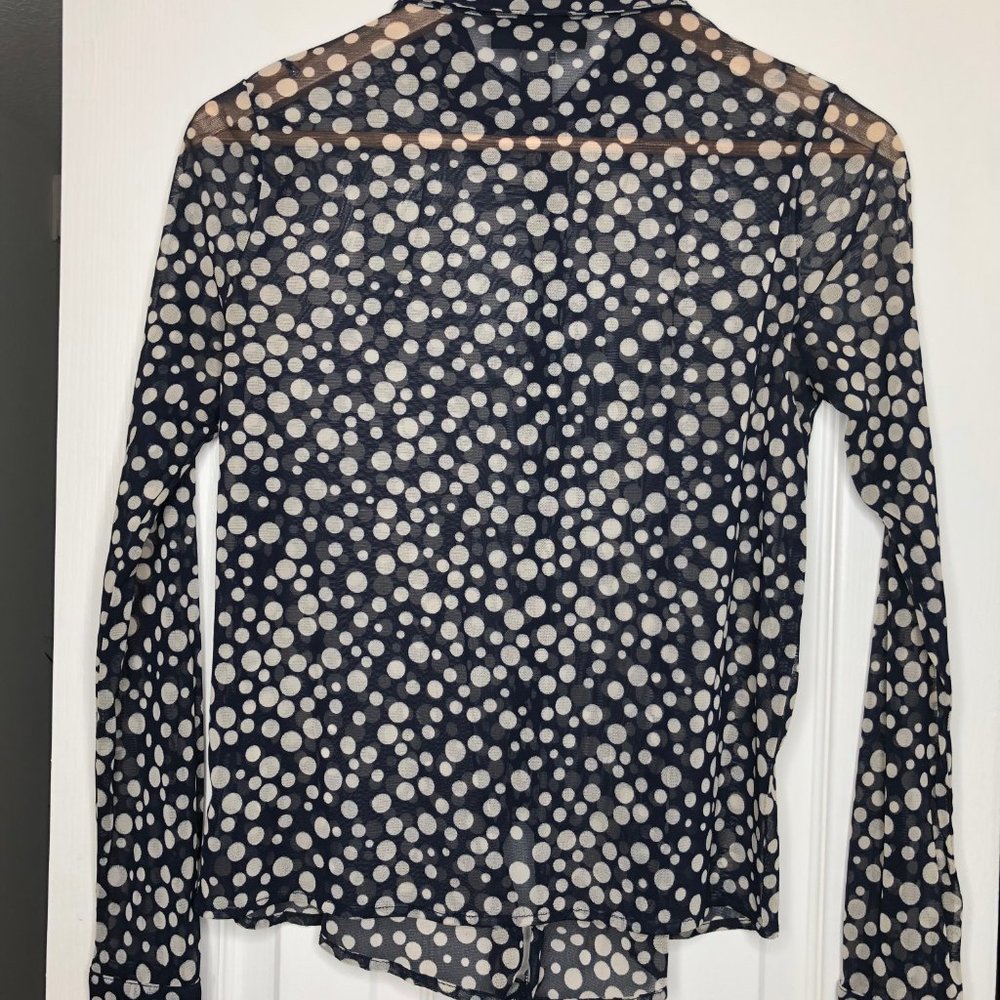 Macy's Sheets Blue & Silver Polka Dot Button Down